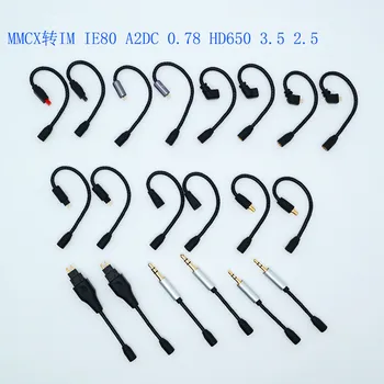 Audio kabel adapter MMCX do 0,78 A2DC IE80 Hd650 QDC TFZ HIFIMA N 2,5 3,5 mm kabel-adapter za slušalice