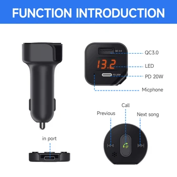 VR robot FM Odašiljač Bluetooth Car MP3 Stereo Player, Bežični Hands-free autoinstalacija sa Brzim USB Punjačem FM Radio, Daljinski Upravljač