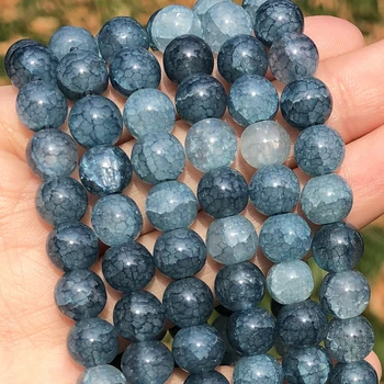 Sivo-Plave Napukao Agatha Zrna 8 mm Perle Od Prirodnog Kamena Slobodan Razuporne Perle za Izradu Nakita DIY Narukvica Ručno Pribor
