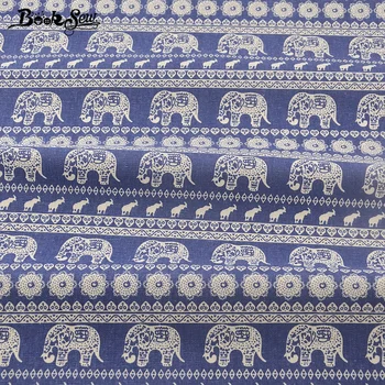 Booksew Domaće Tekstilne Tajland Stil Slon Dizajn Pamučna Posteljina Je Tamno-Plava Tkanina Za Šivanje Platno Za Torbe Stolnjak Zavjese Zračni Jastuk