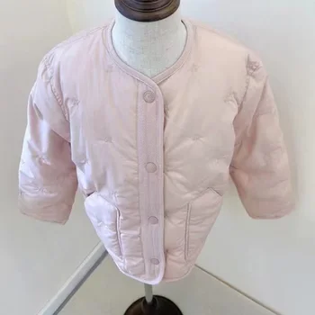 Rasprodaja (dostava na kraju rujna) 2022 godine Jesenski odjeća za djevojčice, pink višnje пуховик s vezom, zimska odjeća za male dječake kaputi