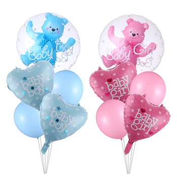 1 komplet 4D Transparentno Za Mlađe Dječake I Djevojčice Plava Roza Balon Balon Medvjed Folija Baloni za Dječji Rođendan Paul Otkriti Ukras Za Dječju Dušu