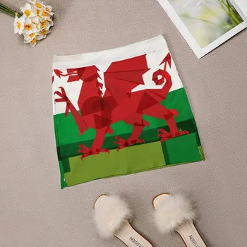 Wales Ženska suknja Estetski suknje Nova Moda Kratke Suknje Wales Velški Velški Zastava Baner Кимру I Ддрайг Гох Crveni Zmaj