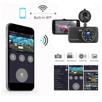 Video rekorder Auto Dvr, WiFi Full HD 1080P stražnja Kamera Komplet Dvr, Noćni Vid Auto Dvr Kamera GPS Tracker Crna Kutija