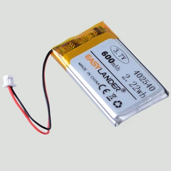 XHR-2P 1,25 mm 3,7 600 mah 402540 Litij-Polimer Punjiva Lipo Li-ion Baterija Za GPS MP3 Pročišćivač Pametni Sat noćno svjetlo