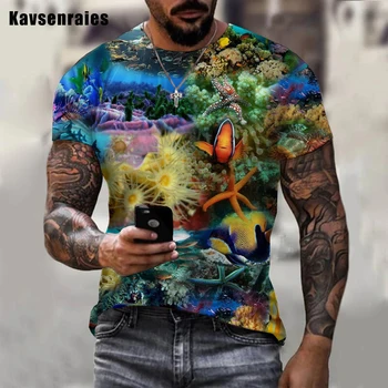 Podvodni Svijet Ribe Dizajn 3D t-Shirt S po cijeloj površini Za Muškarce I Žene Godišnje Moderan Svakodnevni Uličnu Odjeću Kratkih Rukava Оверсайз Vrhovima