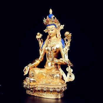 Čist bakar, Tibetanski budizam, kip Zelene Tare, brončana skulptura, Buda, budistički lik, kipić Bodhisattva Tare