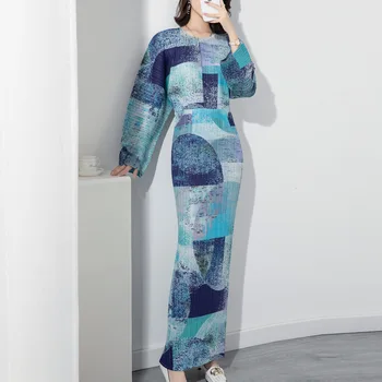 Maxi-haljine za žene, Плиссированное Moderan haljinu Miyake s po cijeloj površini High street, Rukav 