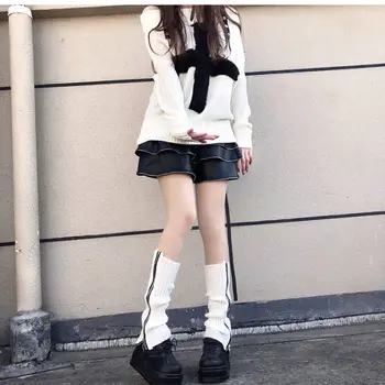 Japanski Jk Tajice I Čizme Čarape Munja Hip Punk Tajice Zimske Čizme Pljuska Toplije Lolita Kukičane Čarape Cijevi Kukičane Čarape