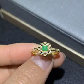 Elegantan novi elegantan prsten s prirodnim zelenim smaragdu za žene, nakit, kamen, trenutno se nalazi srebro 925 sterling, dobra zelena frizura, rođendanski poklon za djevojčice