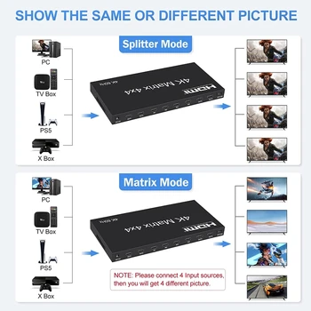 4 Na 60 Hz HDMI true Matrix 4X4 HDMI 2,0 Matrični HDMI Switch Cjepidlaka Selektor 4 u 4 od HDCP2.2 EDID RS232 za PS4 PC TV Monitor