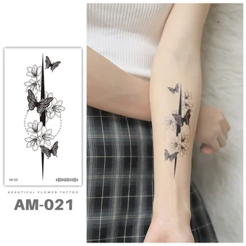 Leptir Vodootporan Privremene Tetovaže Mali Cvijet U Ruku Olovku Crna Totem Trendy, Sexy Ženske Noge Body Art Naljepnice Na Veliko