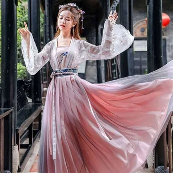 Tradicionalna Kaput Hanfu Donje Svakodnevno Plesni Scenski Prikaz Ženski Kostim Za Djevojčice Tradicionalni Kineski Žensko Odijelo Roza Plava