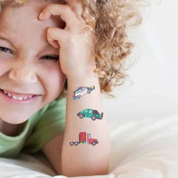Nove Vodootporne Dječje Naljepnice s Tetovažama Za Djevojčice I Dječake, Kreativna Crtani Naljepnice sa Zračnom Automobila, Dječji Večernji Privremene Tetovaže