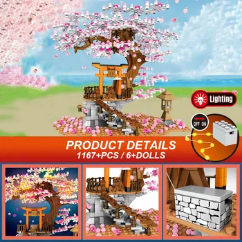 SEMBO Cherry Blossom Stablo Gradivni Blokovi high-tech Japanske Trešnje Cigle Gradski Mini Ulični Izgled Igračke za Djecu
