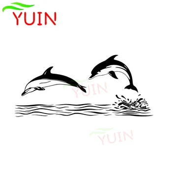 YUIN Delfin Slatka Ljubimci Skakanje Auto Oznaka Moda PVC Automobila Vrata Prozori Pribor Nakit Vodootporan, UV Anti-UV Naljepnice