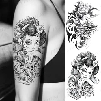 Umjetnost Pištolj Vodootporan Privremeni Tattoo Naljepnice 3D Čipke Cvijet Ljudi Tetovaže Linearni Ruba Tijelo Ruka Noga Lažni Rukav Tetovaže za Žene