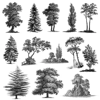 DABOXIBO Drveće Prozirne Marke Obrazac Za Izradu Razglednica Za Scrapbooking 