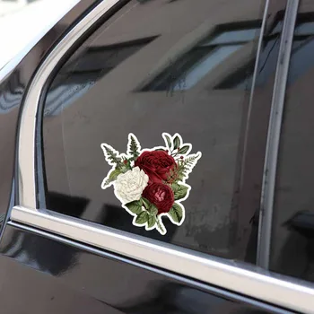 YJZT 12,5*12,7 CM Misteriozni Crveno Cvijeće Decor Auto Naljepnice Prilagođene Grafičke Boje 11A0854