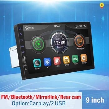 Jedan Din 9-inčni zaslon Osjetljiv na Mirrorlink Android Telefon MP5 Player FM Bluetooth USB Kamere Unazad, autoradio Авторадио