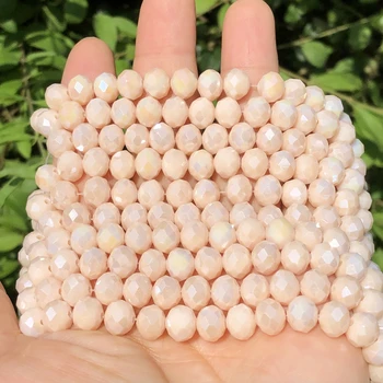 Visoka Kvaliteta Izbrušena AB Pink Austrijski Crystal Staklene Perle Slobodnih Kotača Rondelle Razuporne Perle Za Izradu Nakita DIY Pribor