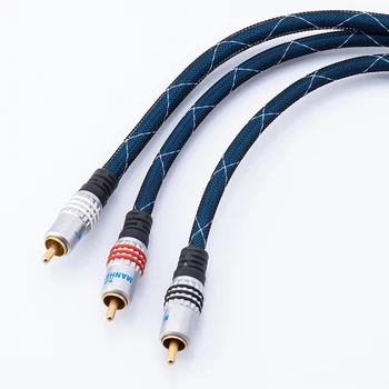 Audio Manhattan 3-RCA od najlona mreže premium klase od rca utikača do 2 * rca utikača