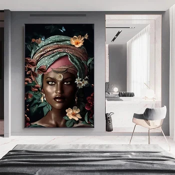 Afrička Ljepota Žena Djevojka Cvijet Umjetničke Plakati Platnu Zidna Grafika Skandinavski Slike za Dnevni boravak Moderni Kućni Dekor