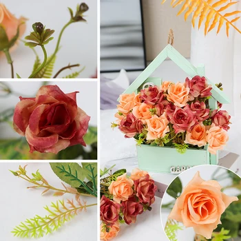 Umjetno Cvijeće Novi Proizvod Pet Sjajnih Ruže Jedan Buket Uređenje Kuće, Vrta, Seoska Kuća Francuska Dekoracija Stola