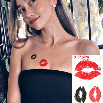 Vodootporne Privremena Tetovaža Naljepnica Crvene Seksi Usne Poljubac Flash-Tetovaža Srce Ljubavi na Zglob Noge Lažna Tetovaža za Body Art Žene Muškarce