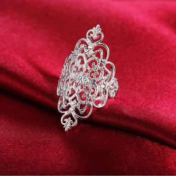 Vruće fin široke Klasicni elegantne cvjetne Prstenje Od Srebra 925 sterling Za Žene, Modne Večernje Darove, Šarmantan vjenčanje Marke, Nakit