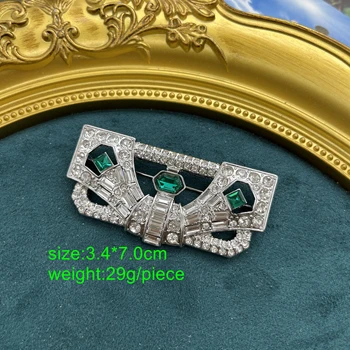 Gorski Kristal Broš Zelena Plava Bijela Crystal Geometrijski Igle Za Ukras žene Art Deco Nakit