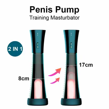 2 U 1 Električni Muški Pumpa Za Penis Vakuum Pumpe Masturbator Povećanje Penisa Jačanje Erekcije Trener za Člana Seks-Igračke za Odrasle za Muškarce