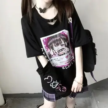 Japanski Anime Ispis Gotička Estetski Grafički Ženska t-shirt Harajuku Trendy Ženske Bluze 2022 Ulica Majica Y2k Odjeća Majice