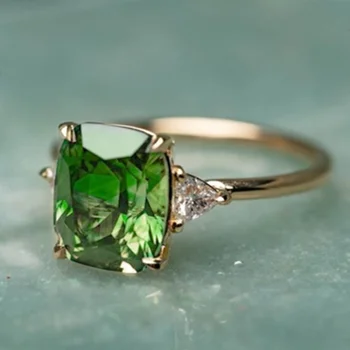 CAOSHI Blagi Zeleni Prsten sa Kristalima i Kamenjem za Žene, izvrstan Dizajn, Pribor za Ruke, Jubilej College, Trendi Ženski Poklon