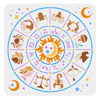 Šablone Znakova Zodijaka Predložak Astrološki Plastični DIY Star Znak Zodijaka Matrica Višekratna Ukras za Crtanje na Drvenom Podu