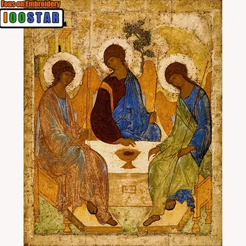 Diamond slika vez križem mozaik Puni dijamant uzorak ikona Presvetog Trojstva, Tri Anđela Slikarstvo Vjerska ikona christian poklon