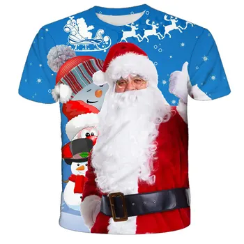 Ljetna Majica sretan Božić, Odjeća s Kratkim rukavima i likovima iz Crtića, Svakodnevne Modne Majice i majice za dječake i djevojčice