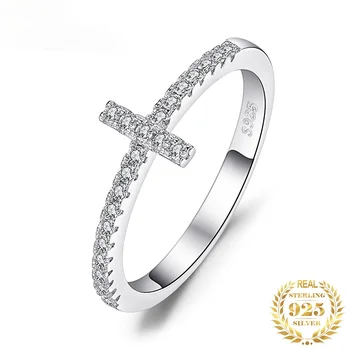 JewelryPalace Križ Bočno Godišnjicu Kubni Cirkonij Prsten 925 Sterling silver Prsten za Žene Srebro 925 Nakit Fin Nakit