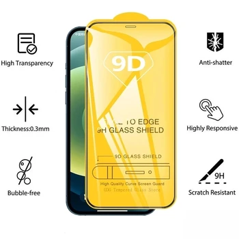 9D Kaljeno staklo za iPhone 11 12 13 Pro Max 6 S 8 7 Plus Zaštitna folija za ekran za iPhone 13 14 XS MAX X XR Potpuno zaštitno staklo