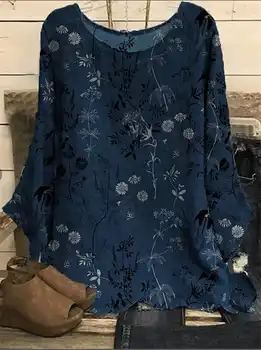 2022 Jesen Pulover, Zimska Ženska Vintage majica Okruglog izreza i po cijeloj površini Pahuljice, Duge Rukave, Elegantne Majice, t-Shirt Slobodnog Veličine
