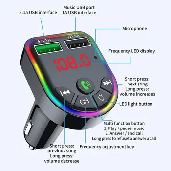 12V 24V Auto Bluetooth FM Odašiljač Komplet Mp3 Player 5V Izlaz USB auto Auto Brzo Punjenje Elektronski Pribor