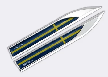 Par Metalnih Švedske Zastave Auto Krilo Auto Amblem, Simbol Naljepnice Naljepnica Dar Saab