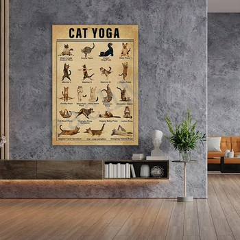 Styling držanje mačke za joge. Smiješno plakat joge s po cijeloj površini mačke. poklon za joge,