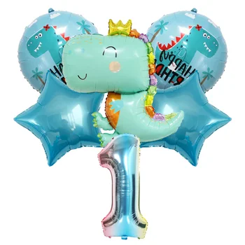 6pcs Dinosaur Rođendan Balon Sa Happy Birthday Broj Folija Baloni Dječji Tuš Svijet jurske Ukras Dinosaur
