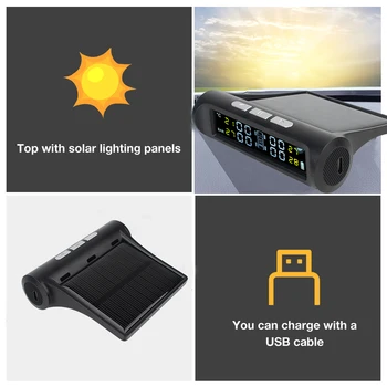 LEEPEE Solar TPMS Univerzalni Sustav Kontrole Tlaka u Gumama Auto Oprema sa 4 Vanjskim Senzorima Digitalni LCD Zaslon