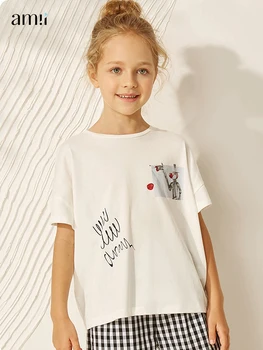 AMII Kids/Ljetna majica 2022 godine za djevojčice od 3 do 12 godina, Svakodnevne majice s kratkim rukavima i likovima iz crtića, Dječje Odjeće od Pamuka, 2022 22130063
