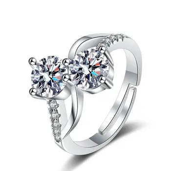 Luksuzni Izuzetna Dvostruka Okrugla Šest Zubaca Kubni Cirkonij Prsten za Žene Jednostavna Vjenčanje Vjenčano Prstenje Nakit Poklon Izravna Isporuka