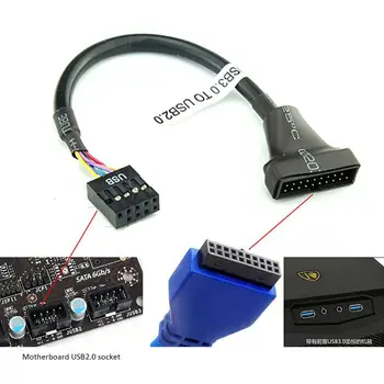 Adapter za naslov matične ploče USB 2.0 9-pinski konektor za matičnu ploču USB 3.0 20-pinski priključak za USB 2.0-3.0 adapter Produžni kabel