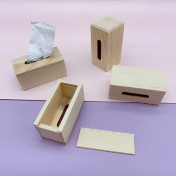 1 Kom. Pribor za dollhouse Mini drveni sanduk imitacija namještaja igračke