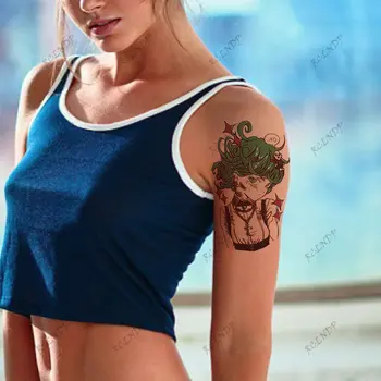 Vodootporne Privremena Tetovaža Naljepnica Crtani film Zelena Kosa Križ Ogrlica Slatka Djevojka Lažne Tetovaže Flash Tetovaža Ruku Umjetnost za Žene i Muškarce